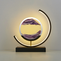 Lampe de table LED moderne à piles avec sablier dynamique en verre, veilleuse pour décoration de chevet