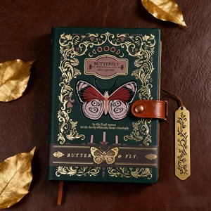 A7 Gold 3D Butterfly Embossed Fashion <b>Journal</b> Notebook Hardcover Writing Diary with Paper Cover Thread Sewing Binding - Product Image 4