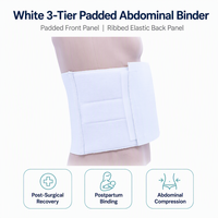 Ceinture abdominale post-chirurgicale blanche avec panneau rembourré à 3 niveaux