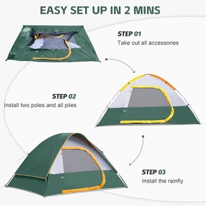 Tente <span class=keywords><strong>de</strong></span> <span class=keywords><strong>camping</strong></span> 2-4 personnes, 4 saisons, imperméable, coupe-vent, en nylon, avec bâche <span class=keywords><strong>de</strong></span> protection, installation facile - Dôme portable pour <span class=keywords><strong>le</strong></span> <span class=keywords><strong>camping</strong></span> - Product Image 4