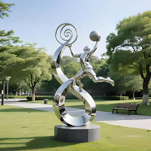 Estatua de Espejo de Tamaño Real Personalizada para Exteriores, Escultura de Arte Corporal Humano de Acero Inoxidable Moderna para Jardín - Product Image 2