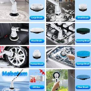 Electric Cordless <strong>Bathroom</strong> <strong>Cleaner</strong> Long Handle IPX7 Waterproof 5 Replaceable Brush Heads 2 Speeds for Floor <strong>Tile</strong> Tub Plastic - Product Image 3