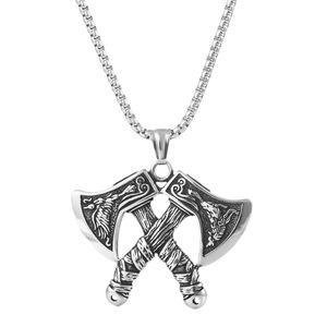 Collar yunnique de estilo vikingo nórdico con colgante de doble hacha, color dorado, aleación de zinc, joyería hip hop para hombre, regalo - Product Image 5