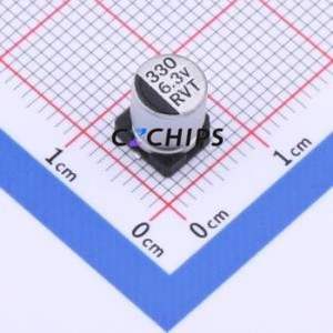 Condensador Electrolítico de Aluminio SMD RVT0J331M0607 330UF 6.3V, D6.3xL7.7mm 20% 108mA-120Hz - Product Image 1