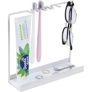Household Bathroom Toothbrush Rack Holder Zinc Alloy Corner Countertop Modern Design Eco-Friendly Punch-Free Installation - Product Image 1