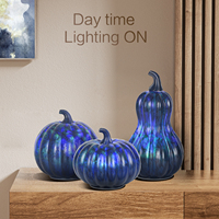 Lumière de citrouille en verre LED écologique et durable avec minuterie pour la décoration de fête d'Halloween, d'automne et de Thanksgiving, utilisation en intérieur pour adultes