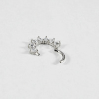 Nouvelle mode Anneau de nez en acier inoxydable 316L avec zircon marquise, design Huggie Hoop, motif cœur torsadé segmenté, pour piercing de cartilage