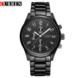 Curren 8046 New Casual Men Brand Silver Full Steel Black Dial <span class=keywords><strong>Tsar</strong></span> Bomba Sport Montres à quartz - Product Image 6