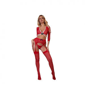 Ensemble de Lingerie de Noël Sexy pour Femmes Body Transparent + Bodystocking avec Bowknot Cosplay Style Holiday Theme Nightwear - Product Image 6