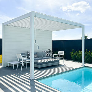 Pérgola, Gazebo, Pabellón Retráctil, Fábrica <span class=keywords><strong>con</strong></span> Certificación CE, Bioclimática, de Aluminio Motorizado, Reforzada, Moderna, para Patio Trasero o <span class=keywords><strong>Terraza</strong></span> - Product Image 1