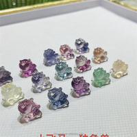 Figurines de dragon sculptées en cristal de fluorite arc-en-ciel naturel miniature, vente en gros, pour cadeau