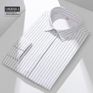 क्लासिक स्ट्रिप्ड लंबी आस्तीन पोशाक शर्ट महिलाओं के ब्लाउज लंबे आस्तीन ऊर्ध्वाधर धारीदार बटन नीचे काम की पोशाक शर्ट महिलाओं के लिए - Product Image 1