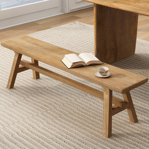 Panca in Legno Massello da 55 Pollici Stile Rustico Farmhouse con Vano Contenitore per Ingresso o Camera da Letto - Product Image 3