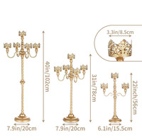 Candélabre de mariage rétro européen doré, centre de table, support de bougie sur pied fait main à motif dentelle pour fête à domicile