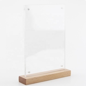 Acrylic gỗ khung ảnh từ với sồi cơ sở phong cách máy tính để bàn <span class=keywords><strong>Rack</strong></span> hiển thị - Product Image 6