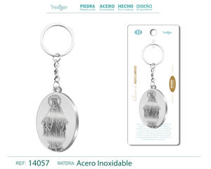 Cadena de Eslabones de Moda Cotigo VIRGIN MIRACULOUS, Llavero de Acero Inoxidable Chapado en Oro con Patrón de Bola de Perla y Diamantes en Relieve, para Cristianos - Product Image 6