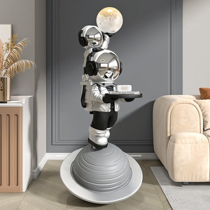 Base Decorativa con Astronauta de Fibra de Vidrio y Luz Nocturna, Escultura Creativa para Decoración del Hogar - Product Image 4