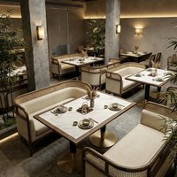 Ensemble de table et chaises de salle à manger en rotin durable de conception européenne moderne pour usage en restaurant