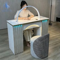 Table de manucure de salon minimaliste de luxe en bois avec collecteur de poussière en gros