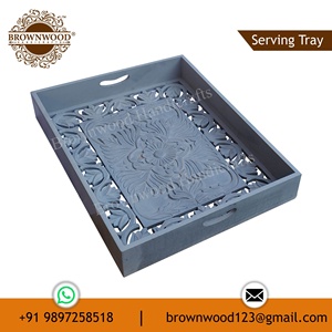 ถาดเสิร์ฟไม้ที่มีเอกลักษณ์ดีไซน์แกะสลักด้วยมือสำหรับเสิร์ฟและตกแต่งในราคาไม่แพง - Product Image 2