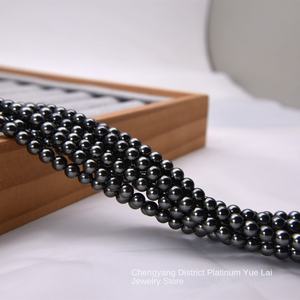 Perles de verre Collier en verre de cristal Trou droit <span class=keywords><strong>Perle</strong></span> noire Perles noires en vrac Imitation <span class=keywords><strong>perle</strong></span> Pendentif Accessoire - Product Image 2