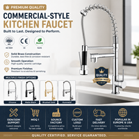 Robinet de cuisine professionnel en laiton noir mat élégant avec douchette extractible double fonction à ressort