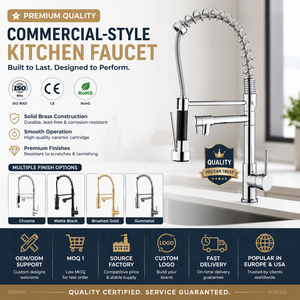 Grifo de Cocina Comercial de Latón Negro Mate Elegante Personalizado con Rociador Extraíble de Doble Función para Uso Profesional - Product Image 3