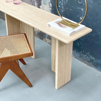 Tables de console en pierre de travertin véritable de conception moderne Tables d'entrée en marbre crème Table de console en marbre de luxe