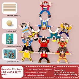 TikTok क्रॉस-बॉर्डर लकड़ी के हर्क्यूल्स स्टैकिंग ब्लॉक निर्माण खिलौना संतुलन उच्च डेस्कटॉप गेम माता-बाल निर्माण ब्लॉक - Product Image 6