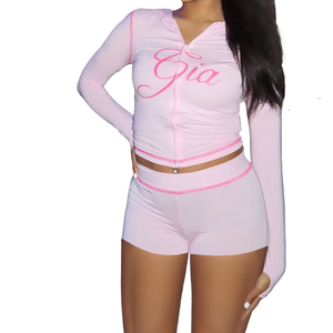 Hot Sell Spring Women Clothes Jogger Set Tracksuit Zipper Hoodie Crop Top Long Sleeves Jacket and Pant Women's 2 Piece Sets - Product Image 3