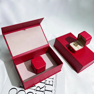 FORTE 2024 High-end Custom logo Green PU Leather Jewelry <b>Gift</b> Box Ring Earrings Pendant Box Jewelry Packaging with Outer Box - Product Image 6