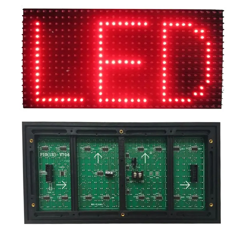 단색 야외 스크롤 디스플레이 모듈 P10 레드 프로그래머블 LED 움직이는 텍스트 기호