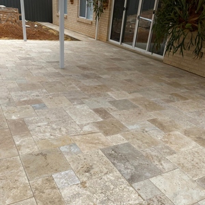 Adoquín de Travertino con Patrón Francés para Paisajismo, Adoquines de Piedra Natural para Piscina y Patio - Product Image 1