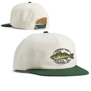 Custom Logo Cotton 5 Panel Unstructured Snapback Caps Vintage 5 Panel Unstructured Snapback Hat With Embroidery