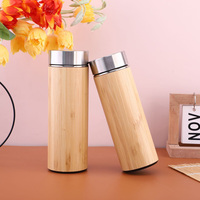 Tasse isotherme portable simple en acier inoxydable à double paroi avec revêtement en bambou, cadeau publicitaire, vente en gros