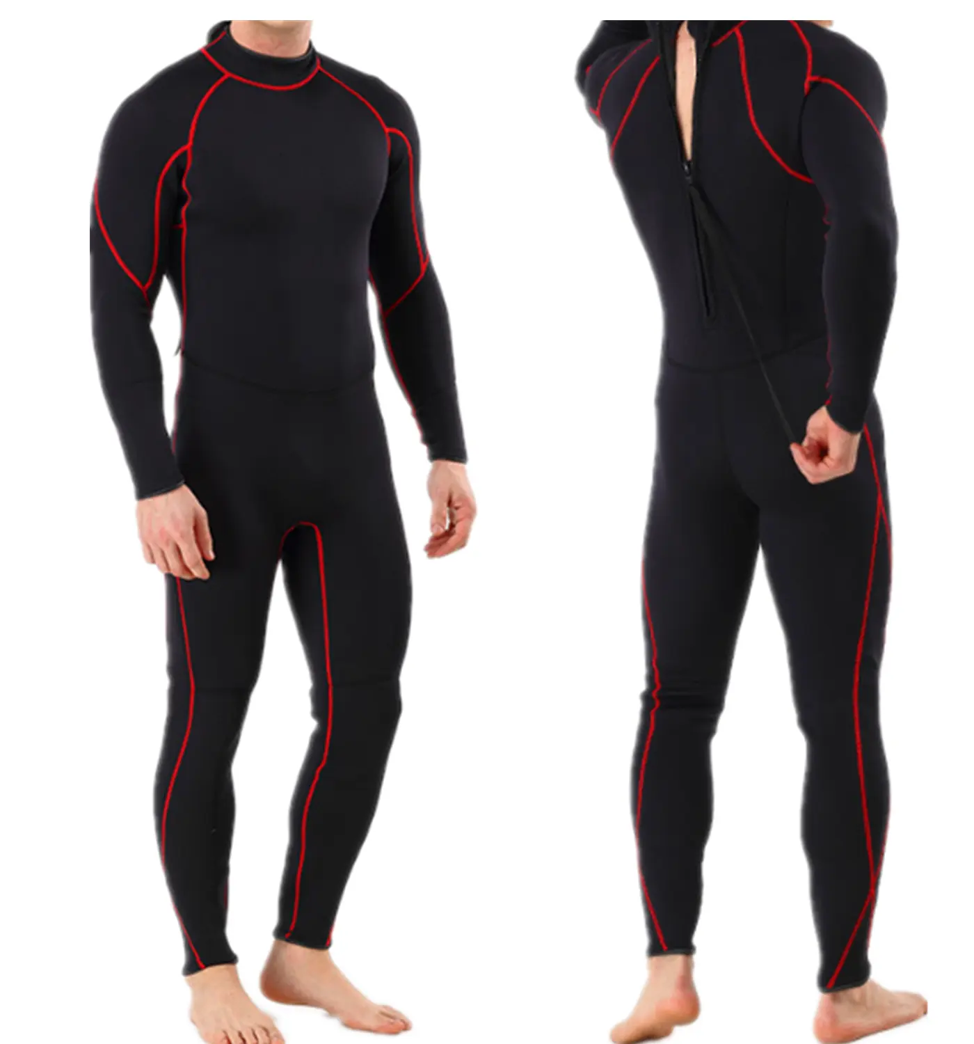 Back Zip Diving Suit Spring Suit Mens Neoprene 3mm Long Sleeve Surf Wetsuits