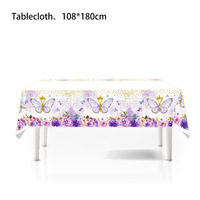 Articles de fête d'anniversaire pour filles sur le thème du papillon violet, assiettes, gobelets et serviettes en papier jetables, kit de décoration de fête