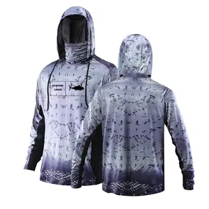 Men's Camo Fishing Hoodie And Quick Dry Breathable Sports Shirt Customized Plus Size With Long Sleeve Sublimation Fishing Wear