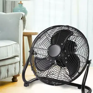 Quạt Sàn Bột Màu Đen Kim Loại Với Nhôm Công Nghiệp Hộp Màu Cơ Khí OEM 90 Làm Mát Không Khí Fan Hâm Mộ