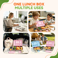Boîte à lunch pour enfants Risheng Cute à 5 compartiments avec récipient en silicone amovible, en acier inoxydable, anti-fuite et sans BPA