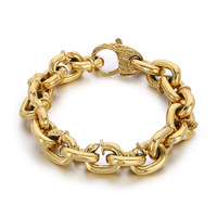 Ensemble de bijoux pour homme en acier inoxydable et acier titane, avec fermoir de jour, chaîne à maillons 'nez de cochon' et assemblage bicolore, comprenant bracelet et collier