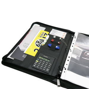 ModernQiu Xách Tay Cỡ A4 PU Leather Resume Phỏng Vấn Padfolio Với 3 Chất Kết Dính Vòng - Product Image 5