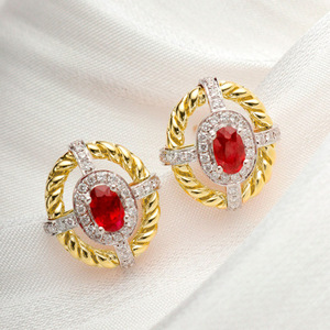 Orecchini a Perno Bicolore Vintage per Donne, Stile Artistico, Gioielli Eleganti e alla Moda - Product Image 5