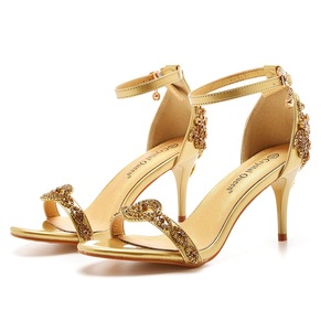 Filles Mode Tempérament Chaussures avec Escarpins Sandales Stiletto Couleur Blanche Diamant Rayures Chaussures De Mariage Talons Aiguilles Poisson Bout <span class=keywords><strong>Sh</strong></span> - Product Image 2