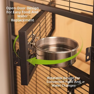 Jaula de Lujo Grande de Madera para Pájaros, Aviario Tipo Villa para Interiores, Casa de Vuelo para Loros con Perchas y Bandeja - Product Image 4