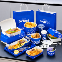 Juego de Empaque de Comida Rápida Kraft Impreso Personalizado, Caja para Hamburguesas, Pollo Frito, Hot Dogs, Papas Fritas, Bolsa de Papel, Empaque para Restaurantes para Llevar