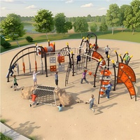 Grande structure de jeu extérieure commerciale en acier et PVC avec toboggan et structure d'escalade pour parc d'attractions à vendre