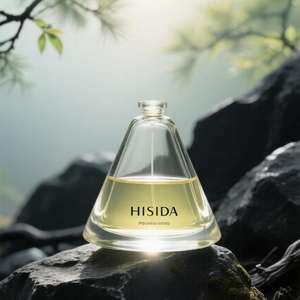 Nuevo diseño Triángulo Vacío Botella de perfume de color personalizado 50ml 100mL Botellas de perfume de vidrio vacías transparentes con tapa de madera - Product Image 4