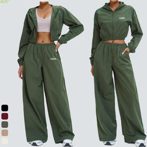 Ensemble pantalon et sweat-shirt à taille haute, léger, respirant, écologique, avec taille élastique, confort surdimensionné pour le cyclisme et la randonnée - Product Image 1