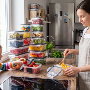 Wishome Set di 16 Contenitori per Alimenti Ermetici in Plastica, Scatole per Pranzo Adatte a Microonde e Congelatore, Impilabili per Cucina Domestica - Product Image 3